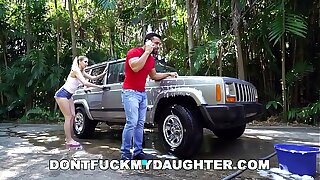DON'T FUCK MY DAUGHTER - Naughty Sierra Nicole Fucks The Carwash Sponger
